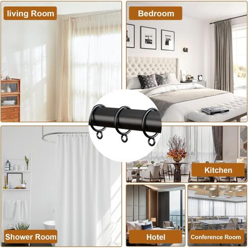 50 Packs Black Metal Curtain Rings with Eyelets, 1 inch Inner Diameter Drapery Rings Apply for Curtain Rods(Fits Up to 3/4-Inch Rod)