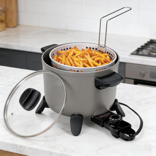 Electric Kitchen Kettle Multi-Cooker - Non-Stick Electric Deep Fryer for Home Kitchen
