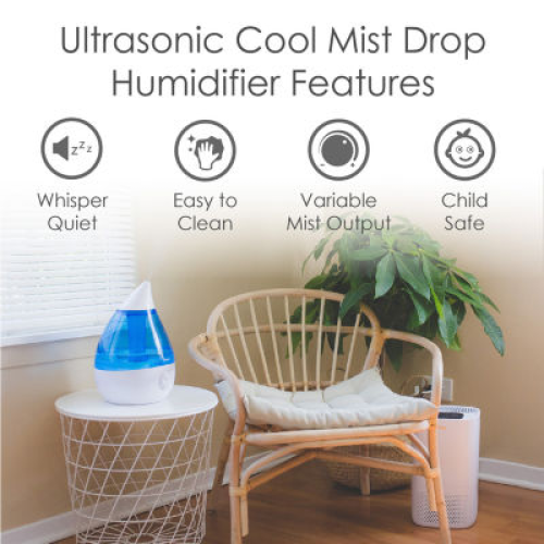 Crane Drop Size  1 Gallon Ultrasonic Cool Mist Humidifier - Blue/White