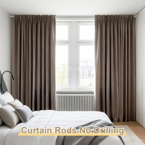 Silver Tension Curtain Rod 41-118In,Outdoor Curtain Rod No Drilling | for Window or Patio,Heavy Duty Shower Rod for Bathroom,Rod Diameter 1.26In-One-bond stretching