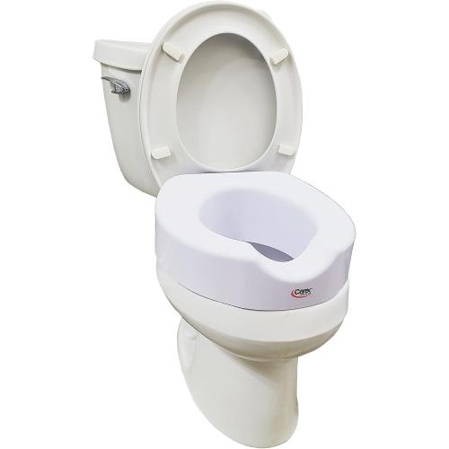 Carex Toilet Seat Riser with Quick-Lock, Raised Plastic Toilet Seat Adds 4” of Height - Fits Most Standard Round & Elongated Toilets, 300 Pound Weight Capacity, Slip-Resistant