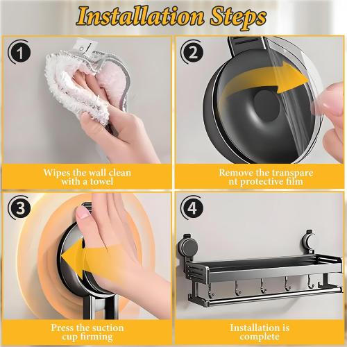Suction Cup Shower Caddy, 1 Pack Shower Shelves for Inside Shower No Drilling,Large