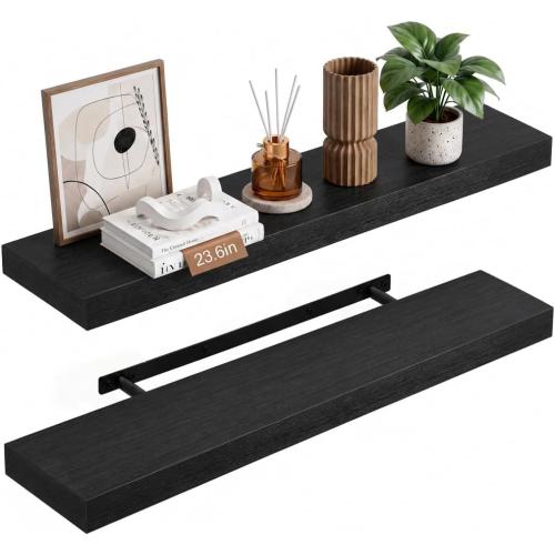 upsimples 23.6 Long Floating Shelves for Wall, Room Decor Set of 2, Black