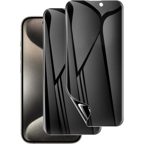 LYWHL 2 Pack for iPhone 15 Pro Max Privacy Screen Protector [Like Original Touch Sensitivity], Anti-Spy Private iPhone 15 Pro Max Film [Non-Glass], Case Friendly, Scratch-Resistant, Self-Healing