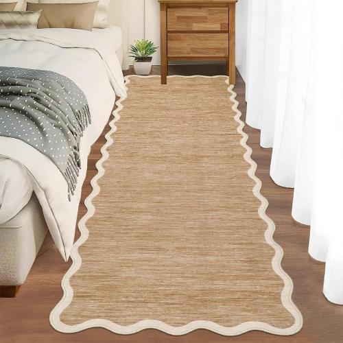 GarveeHome Scalloped Runner Rug for Kitchen Non Slip 2'6''x8' Washable Rugs