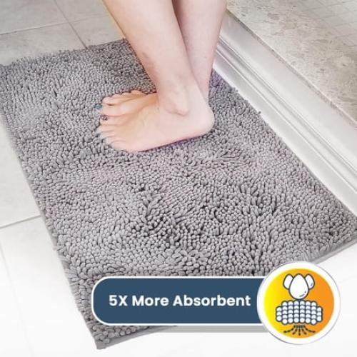 Muddy Mat® | Super Water Absorbent Door Mat Indoor, Microfiber Quick Dry Chenille Entryway Rug, Slip Resistant Front Door Mat, Indoor Mats for Entryway, Machine Washable Pet Rug, Grey 16x24