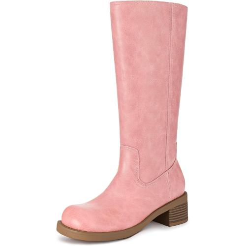 7.5 Athlefit Knee High Boots Square Toe Ridng Chunky Tall Boots for Women