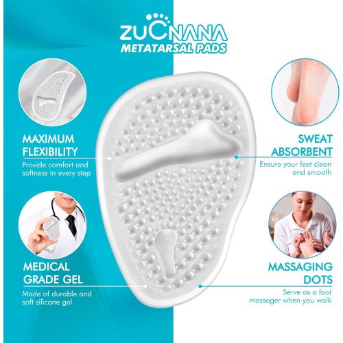 ZUCNANA Ball of Foot Cushions, Gel Shoe Inserts Heel Inserts Women 2 Pairs