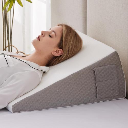 Ruqmuis Wedge Pillow for Acid Reflux, Bed Wedge Pillow for Headboard 10, Pillow Wedge for Back Pain Relief, Post Surgery, Elevated Pillows for Sleeping, Snoring, Triangle Pillow with Cover, White