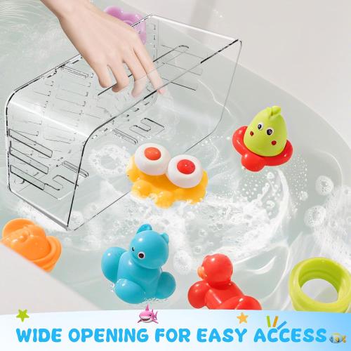 Bath Toy Storage 2 Packs, Large Bath Toy Holder - 3 Compartments, Quick-Dry