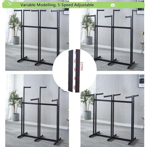Floor Standing Metal Garment Rack - Heavy Retail Display Racks With Wheels, 6 Arms Clothing Rack, Square Tubing Portable Shirt Racks, Merchandise Display For Hanging Clothes (Gold)