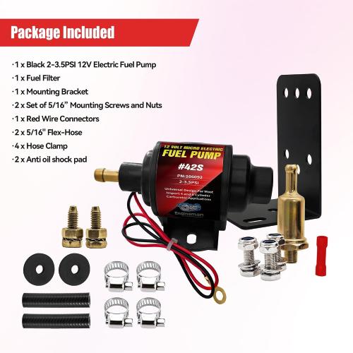 Gasoline Electric Fuel Pump Universal 5/16 Inch Inlet and Outlet Inline 12V 1-2A 28GPH 2-3.5 PSI Operating Fuel Pressure