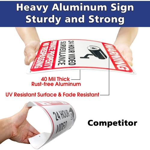 Faittoo 4 Pack No Trespassing, Private Property, Warning Signs - 10 x 7 Inches Reflective Aluminum, UV Protected, Weather Resistant, Durable Ink, Easy to Mount