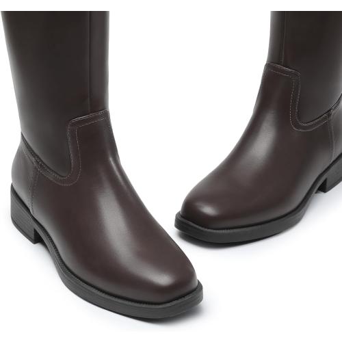 Size 8 5 Athlefit Knee High Boots for Women Flat Tall Fall Boots Chocolate Brown
