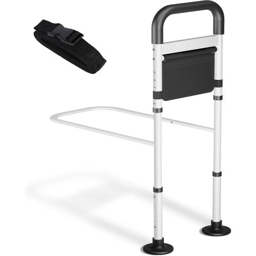 Bed Rails for Elderly Adults Safety, ASTM Safety Approved Adjustable Bed Assist Rail for Seniors, 400lb Weight Capacity, with Storage Pocket & Fixing Strap, Fit King/Queen/Full/Twin Bed