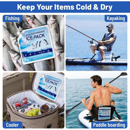 Reusable Ice Packs for Cooler, Freezer Ice Packs for Lunch Boxes, Cooler Ice Packs for Camping Gear, Fishing