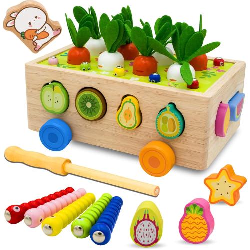 Montessori Wooden Shape Sorter for Baby Carrot Shape Sorting Toy for Toddlers 3  Montessori Shape Puzzles Fine Motor Toys Sensory Learning Educational Toys for Kids 1 2 3 4 5 6 Years Old