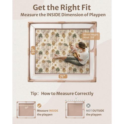 Blissful Diary Baby Play Mats for Floor, 71x59 Inch Extra Thicker & Large Soft Cushioning Foam Playmats for Babies and Toddlers, Foldable Washable Baby Crawling Mat for Playpen, Earth Tones Design
