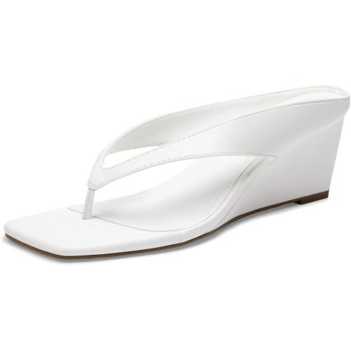 SIZE 10❗❗ WHITE❗❗Athlefit Women's Thong Wedge Flip Flops Sandals