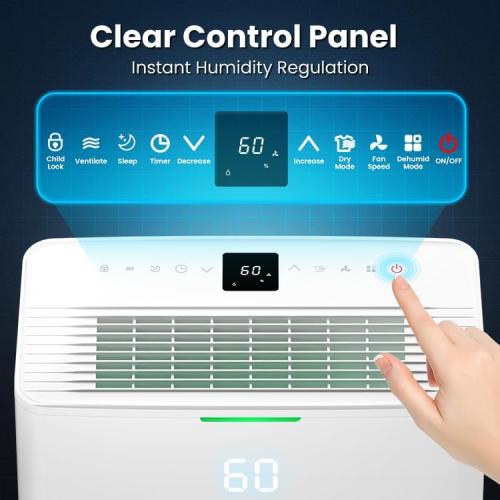 4500 Sq. Ft Dehumidifier, Max 80 Pint Dehumidifier for Basement, Compressor Dehumidifiers for Home with Drain Hose, Smart Humidity Control, Energy Efficient, Quiet for Bedroom, Large Rooms.