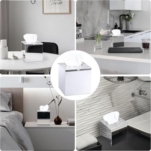 Sumnacon Square Tissue Box Cover Wall Mounted Tissue Box Holder,Silver