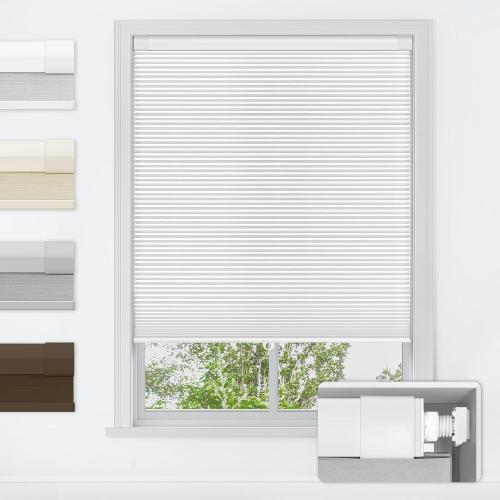 LazBlinds No Tools No Drill Cordless Cellular Shades, Blackout Light Blocking Honeycomb Shades for Home, Thermal Insulation Blinds for Windows, 22 W x 64 H, White