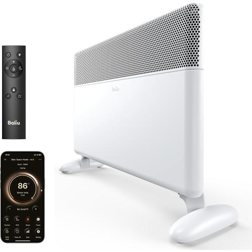 Ballu Convection Panel Space Heater for Large Room,1500W Electric Heater with Programmable Thermostat,WiFi App Control,Standing or Wall Mount,Smart Quiet Heater for Indoor Use,Works with Alexa,White