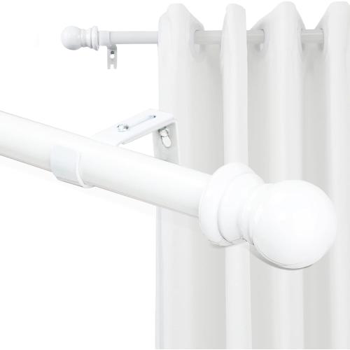 1 Inch White Curtain Rod for Windows 26 to 42 Inch with Window Treatment Hardware - Decorative Bedroom Kitchen Drapery Window Curtain Rod and Bracket Set for Drapes and Curtains