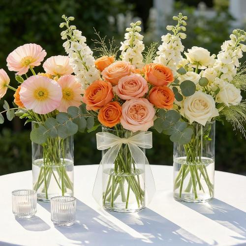 12pcs Glass Cylinder Vases for Centerpieces, 6 Inch Tall Flower Vase for Wedding Decorations, Hurricane Vases Floating Candle Holder for Table Centerpiece Wedding Home Décor