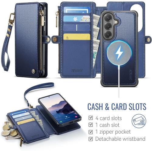 for Galaxy S26 - Phone Case Wallet Magnetic Detachable, Navy Blue