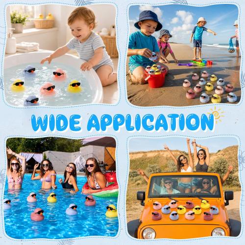 Sosation 36 Pcs Macaron Mini Rubber Ducks with Sunglass in Bulk 2.2, Solid