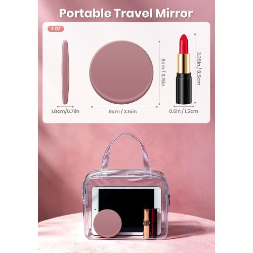 Magnifying Mirror, Rechargeable Compact Makeup Mirror with Light 40X Rose