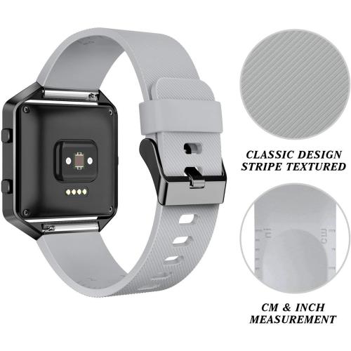 LEEFOX Compatible Blaze Bands with Frame, Sport Silicone Replacement Strap for Blaze Smart Fitness Watch accessory Wristbands Large, Black White Gray w/Black Frame Men Women