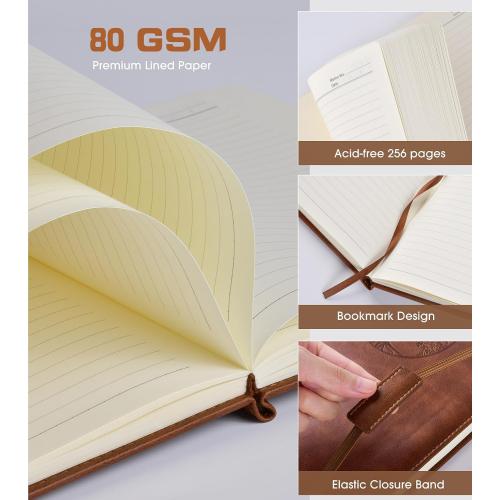 Biuwory Leather Journal Notebook,256 Thick Lined Pages,Hardcover 5.7×8.3