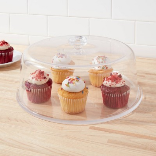 12 Plastic Cake Tray with Lid - Room Essentials™: BPA-Free Round Dessert & Bakery Tray, Dishwasher-Safe, Clear ‼️ doesn’t come with knob on the lid‼️with stains