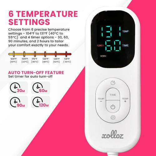 Massage Table Warmer Heating Pad – Heated Massage Table Pad with Adjustable Temperature (104°F-131°F), Auto Shut-Off Timer, Dense Coil Heating, Sherpa Fabric, 71x31 (180x78 cm) Massage Heating Pad
