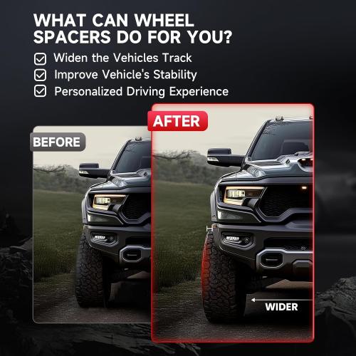 VibeUp 5x4.5 Wheel Spacers, 1 5x114.3mm Hub Centric Spacer for Ford Edge 07-13; Jeep Liberty 06-12; Ford Ranger 98-01, 25.4mm Wheel Adapter 82.5mm Hub Bore with 1/2 x20 Studs Black 2pcs