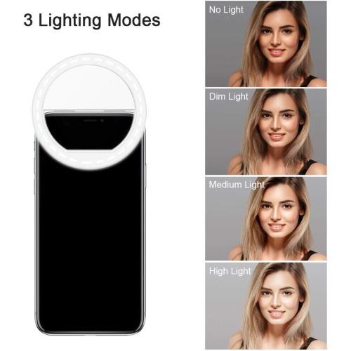 Selfie Ring Light, QIAYA Portable Clip Selfie Light with 36 LED for Smart Phone Photography, Camera Video