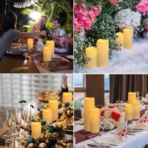 YOROXRG Set of 24 Waterproof Outdoor Flameless Candles, LED Candles with 4 Remote and Timer,(H 4 5 6 x D 2.2),for Christmas,Halloween,Wedding,Festival