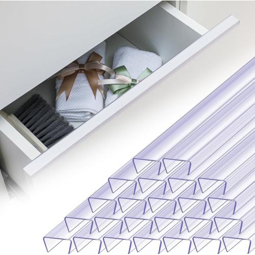 Pangda 24 Pcs Cabinet Protectors for Kitchen Cabinets Vinyl Plastic Slip on Cabinet Door Protector Edge Protector for Prevent Wear, Chipping, Discoloration, Suit for Thickness Less Than 3/4” (Clear)