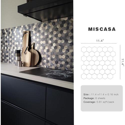 Hexagon Peel and Stick Backsplah Tile | Mix Brown Self Adhesive Kitchen Backsplash Tiles | Stick On Bathroom Wall Tiles | 11 Tiles