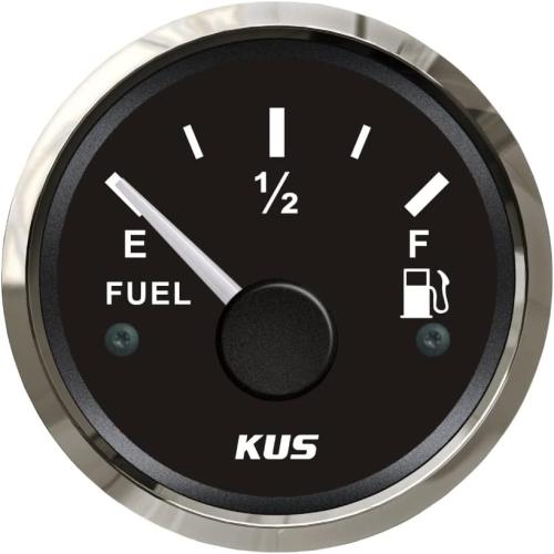 Kus Oil Fuel Level Gauge Meter Indicator 240-33ohm Signal for RV Touring Car Truck Trailer Boat with Backlight 12V 24V 52MM(2)