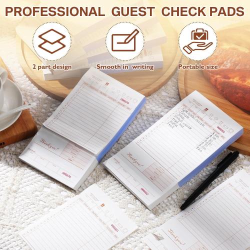 Zhanmai 5000 Sheets Guest Checks Books for Servers, 20 Pack, Tan and White