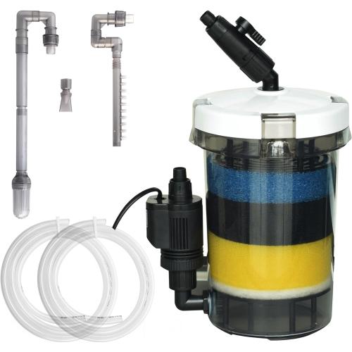 105GPH Canister Filter, External Aquarium Filter Ultra-Quiet Water Circulation Cleaning Machine with Water Pump, 4 Layer Filtration for Fish Tanks and Aquariums Up to 75 Gallons