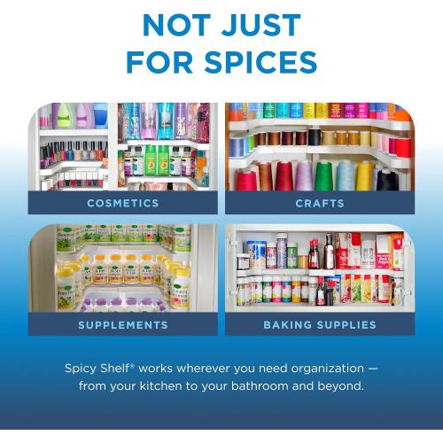 Spicy Shelf Deluxe - Expandable 2 Tiered Spice Rack Organizer for Cabinet & Pantry - Kitchen Seasoning Organizer - Cabinet Spice Racks for Inside Cabinets