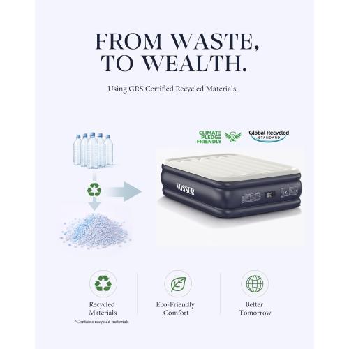 VOSSER Air Mattress Queen with Built-in Pump, Blow up Bed,18 Raised