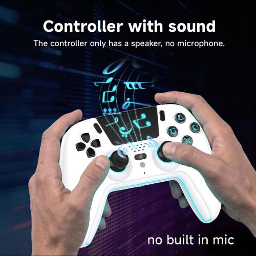ASRVA White Wireless Pro Controller for P5, Hall Effect Joystick No Drift, 2 Back Paddles, Macro, Gyro, 1000mAh, RGB, Compatible with P5/Pro/Slim/PC/iOS/Android