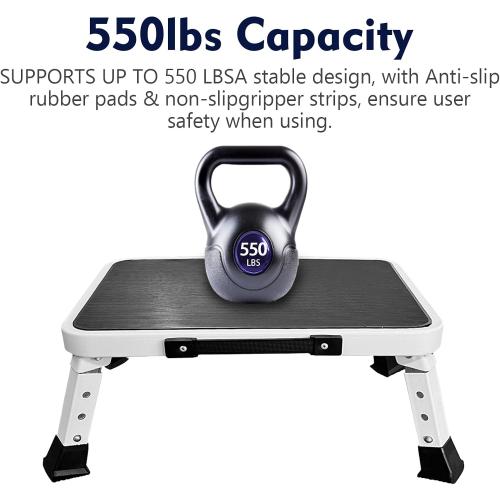 RV Step Stool Foldable Adjustable Step Ladder Sturdy Metal Stable Step Stool with a Non-Slip Platform Supports up to 500 lb with Non-Slip Rubber Feet