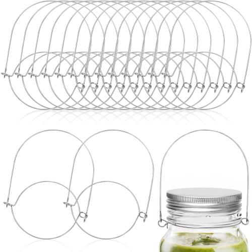 Anjmd Stainless Steel Wire Hangers for Mason Jars, 16 Pack - Tool Free Installation, Wide Application for Decoration, Key Holder, Holder, Kitchen, Indoor Use