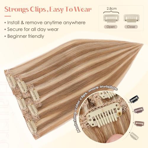 Hairro 6PCS 6 Clips In Short Hair Extensions Remy Real Human Hair Clip Ins Mini Clip On Hairpin Hairpieces For Women 31g 10 Inch #6P613R